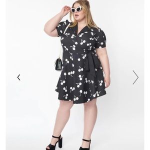 Unique Vintage Cherry Wrap Dress, 2XL